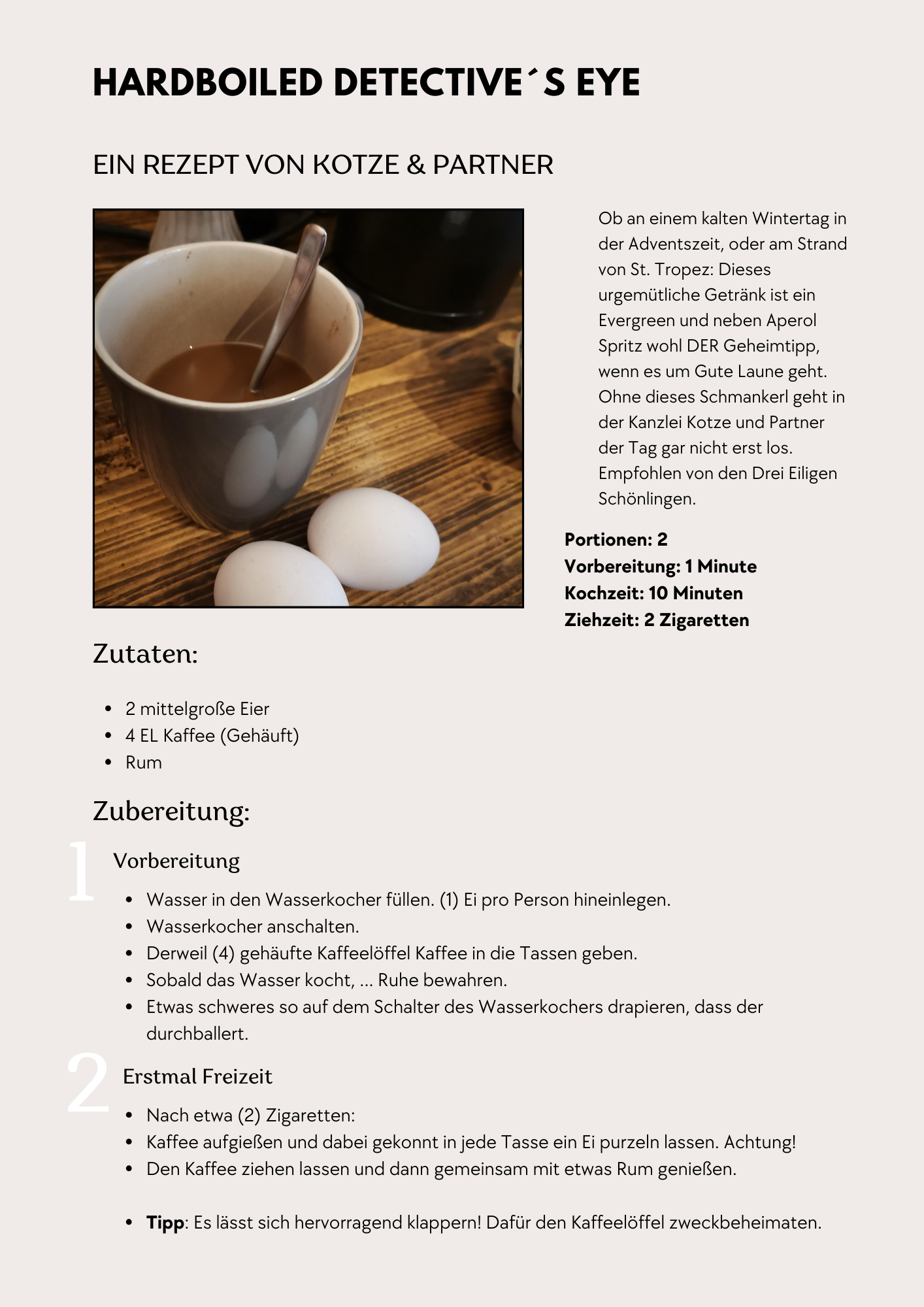 Das Rezept für Hardboiled Detective´s Eye
